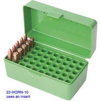 MTM CASE-GARD - 50 RD HINGED TOP AMMO BOX 22 Hornet - Green