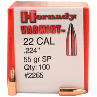 22 CAL .224 55 GR SP - HORNADY RIFLE PROJECTILES