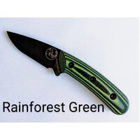 TASSIE TIGER KNIVES - BLACK Cerakote - GREEN G10 HANDLE - FIXED BLADE KNIFE - TTKAUSG