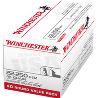 Winchester USA value pack 22-250Rem 45gr JHP - 40 ROUNDS